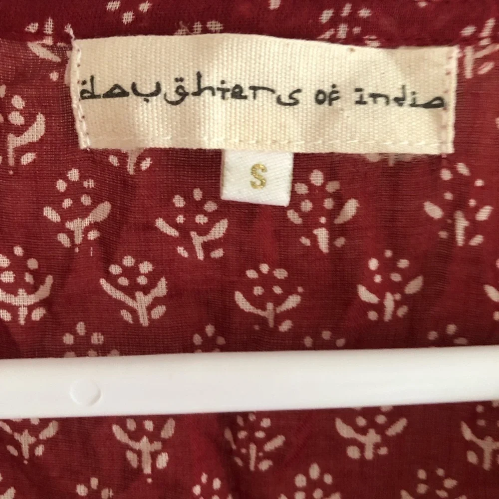 Daughters of India Burgundy Floral Billowy Peasant Blouse - Picture 9 of 13